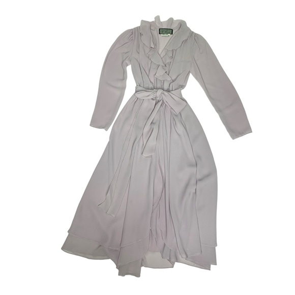 Vintage 70’s Pat Richard’s Lilac Wrap Ruffle dress 8 - Picture 7 of 9